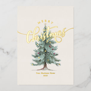 Elegant Merry Christmas Tree Script Business Logo