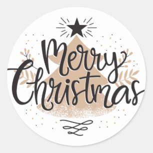 Elegant Merry Christmas Tree Script Sticker