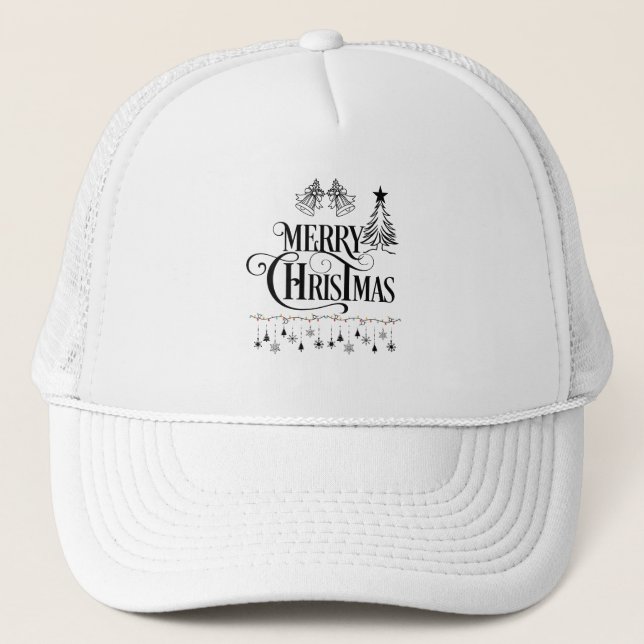 Elegant Merry Christmas Typography Design Trucker Hat (Front)
