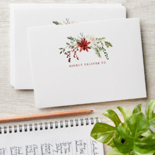 Elegant Merry Christmas Watercolor Christmas Envelope