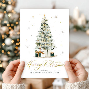 Elegant Merry Christmas Watercolor Tree Invitation