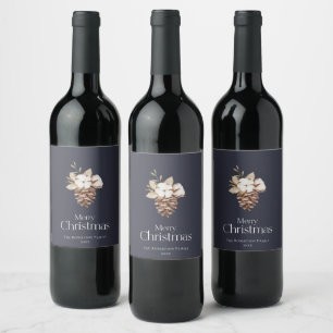 Elegant Merry Christmas Wine Label