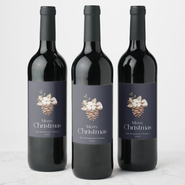 Elegant Merry Christmas Wine Label (Bottles)