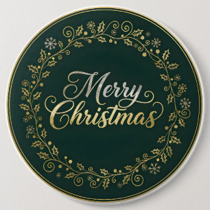 Elegant Merry Christmas Wreath 6 Cm Round Badge