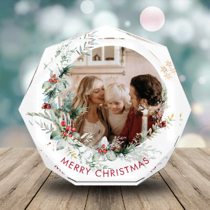Elegant Merry Christmas wreath Photo Block