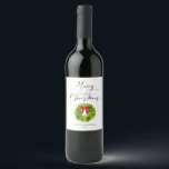 Elegant Merry Christmas Wreath  Wine Label<br><div class="desc">Elegant Christmas theme wine label featuring a watercolor illustration of a holiday wreath with a red bow. The text above says "merry christmas" in script font.</div>