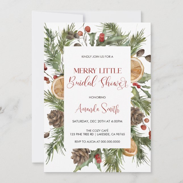 Elegant Merry little Bridal shower Invitation (Front)