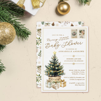Elegant Merry Little Christmas Baby Shower Gold