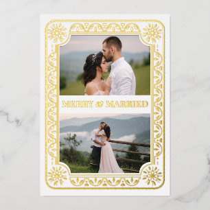 Elegant Merry & Married 2 Photo Gold Custom