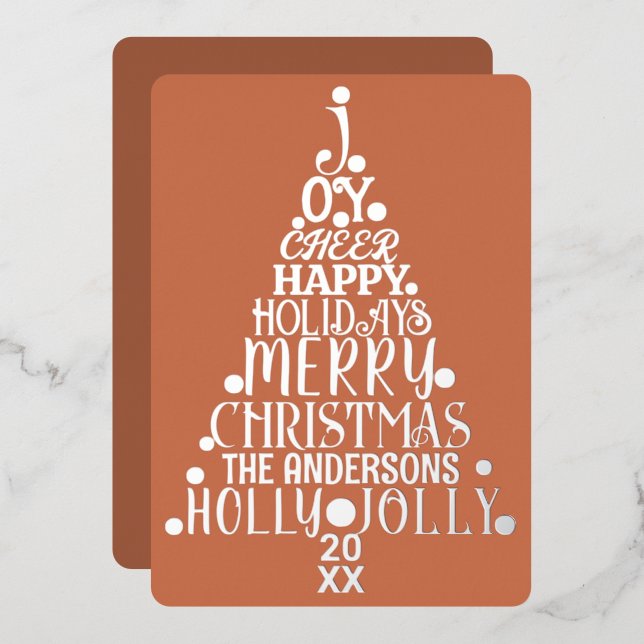 Elegant Merry Word Art Tree Christmas Chic Silver (Front/Back)