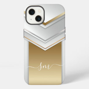 Elegant Metal 3D look Calligraphy Gold Monogram iPhone 13 Case