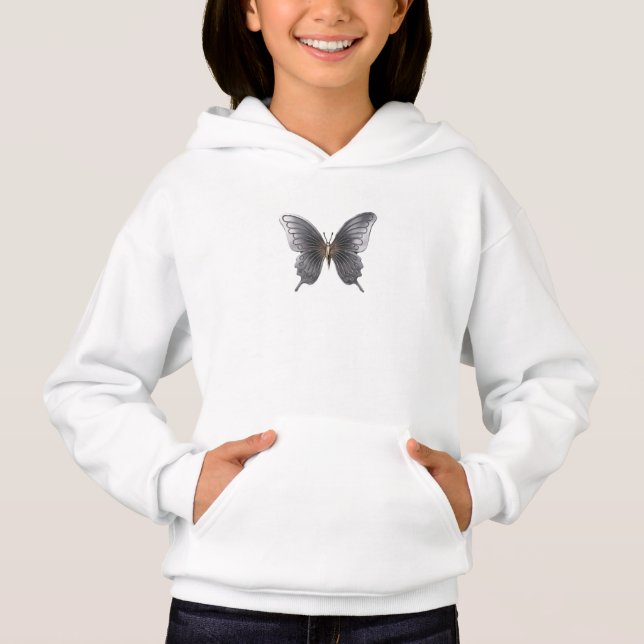 Elegant Metal Butterfly Kids Hoodie (Front)