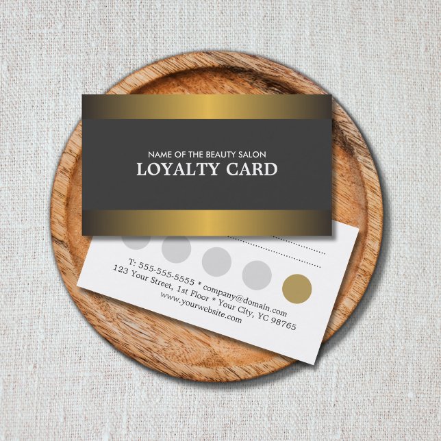 Elegant Metal Gold Grey Salon Loyalty Card (Creator Uploaded)