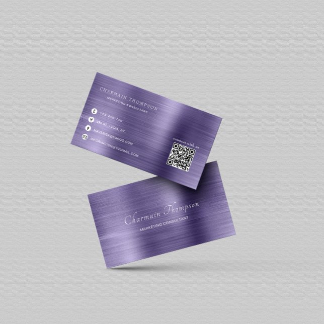 Elegant Metal Midnight QR Code Connect with us Business Card (Creator Uploaded)