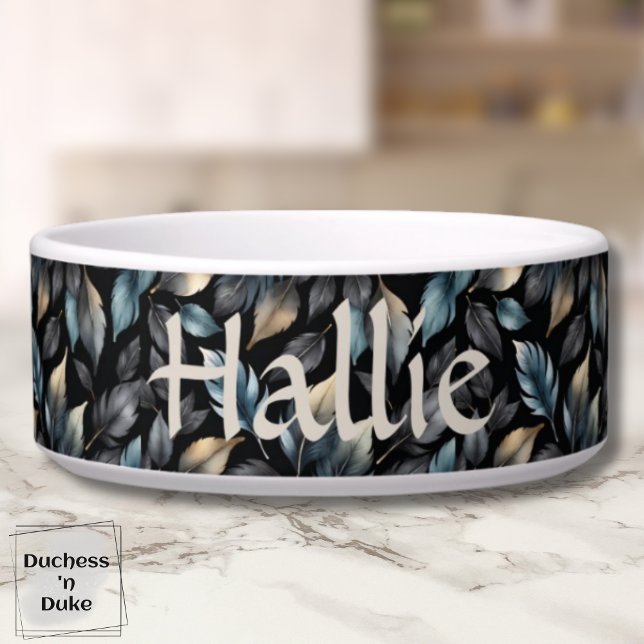 Elegant Metallic Botanical Leaves Personalised Bowl (Elegant Metallic Botanical Leaves Personalized Bowl)