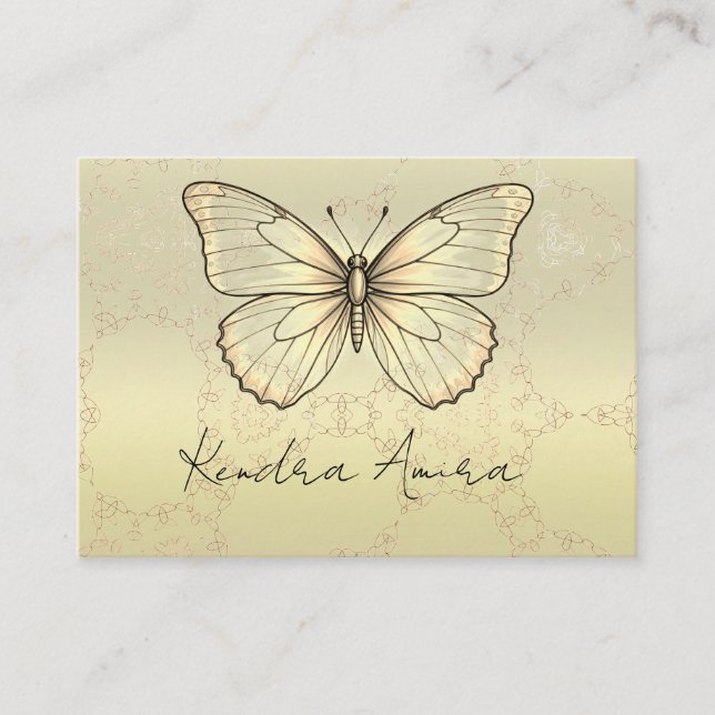 Elegant Metallic Classic Butterfly Business Card (Front)