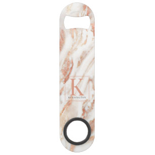 Elegant Metallic Copper Rose Gold Marble Monogram