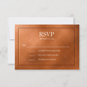 Elegant Metallic Copper Wedding RSVP Card