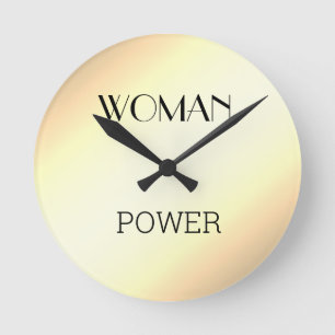 Elegant metallic gold  feminine power round clock