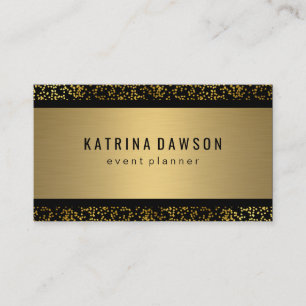 Elegant Metallic Gold with Gold Confetti Business Card