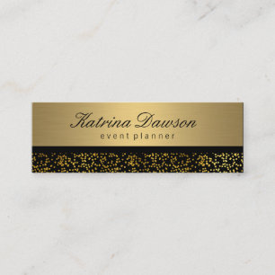 Elegant Metallic Gold with Gold Confetti Mini Business Card
