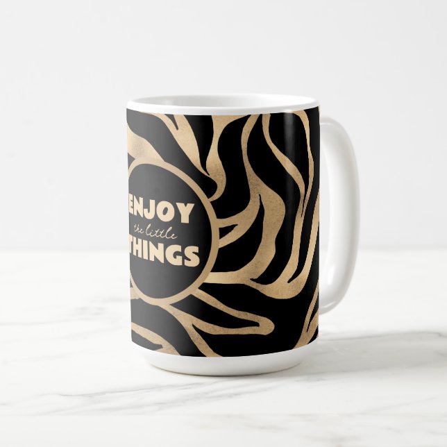 Elegant Metallic Gold Zebra Black Animal Print Coffee Mug (Front Right)
