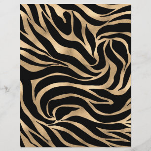 Elegant Metallic Gold Zebra Black Animal Print Custom Letterhead