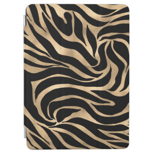 Elegant Metallic Gold Zebra Black Animal Print iPad Air Cover