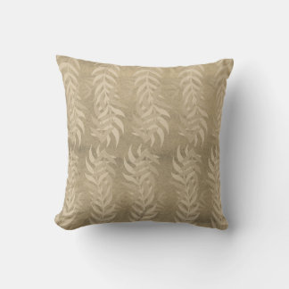 Elegant Metallic Light Brown Leaf Pattern – Nature Cushion