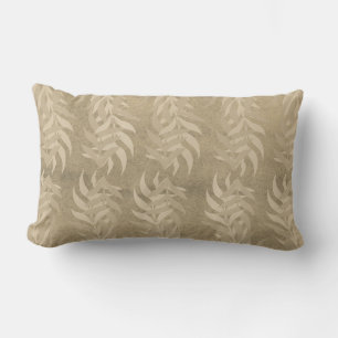 Elegant Metallic Light Brown Leaf Pattern – Nature Lumbar Cushion