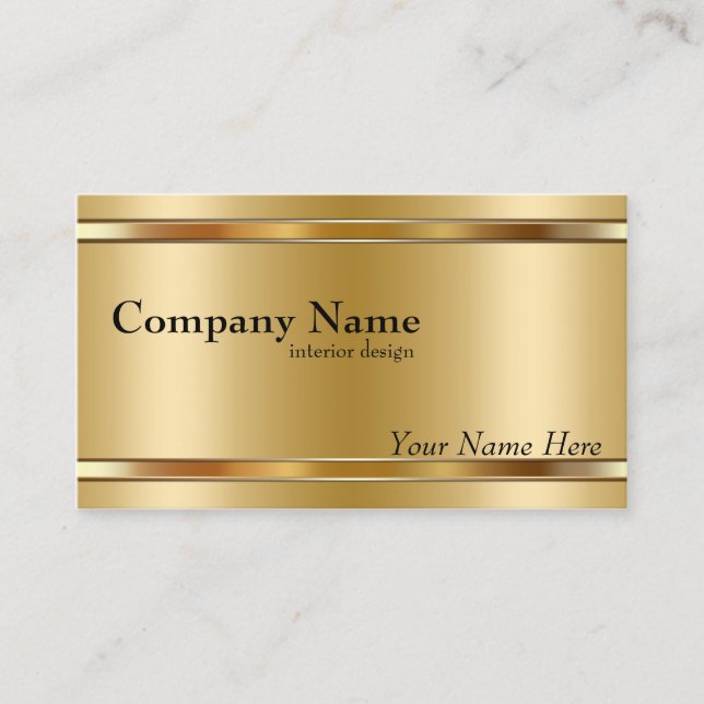 Elegant Metallic Look Gold on Gold Business Card (Front)