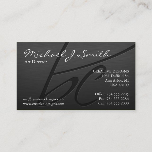 Elegant Metallic (Monogram - BC) Business Card (Front)