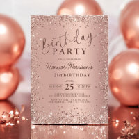 Elegant Metallic Rose Gold Glitter 21st Birthday