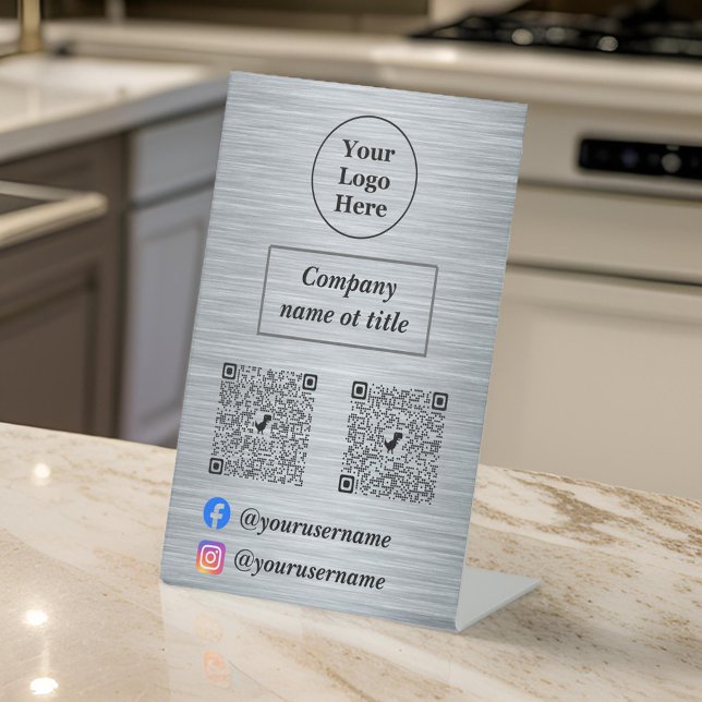 Elegant metallic silver pedestal sign (Creator Uploaded)