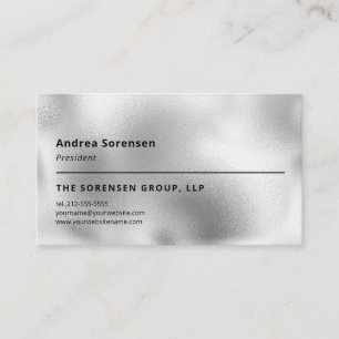 Elegant Metallic Silver Professional Business Card
