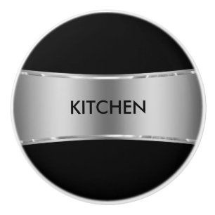 Elegant Metallic Silver Tones Stripe Ceramic Knob