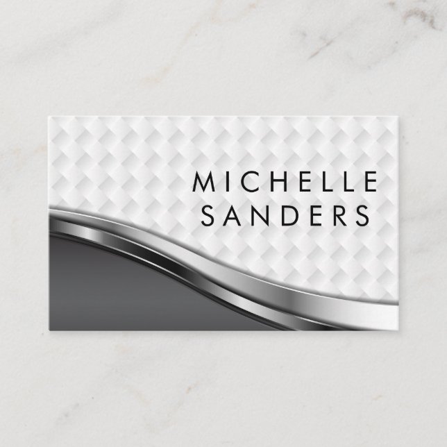Elegant Metallic Weave Pattern Business Card (Front)