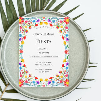 Elegant Mexican Florals Cinco De Mayo Fiesta Invitation