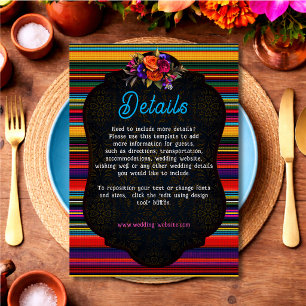 Elegant Mexican flowers wedding details Enclosure Card