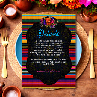 Elegant Mexican flowers wedding details Enclosure Card
