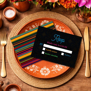 Elegant Mexican flowers wedding RSVP Card