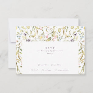 Elegant Micro Spring Botanical Florals Wedding RSVP Card