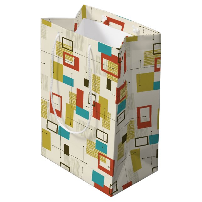 Elegant Mid-Century colourful geometric pattern Medium Gift Bag (Back Angled)