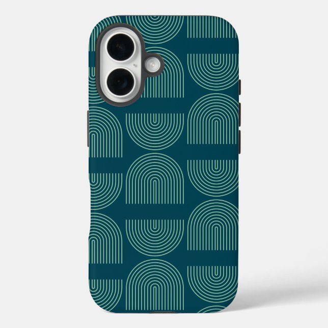 Elegant Mid Century Mod Arch Lines in Teal Blue   Case-Mate iPhone Case (Back)