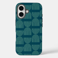 Elegant Mid Century Mod Arch Lines in Teal Blue