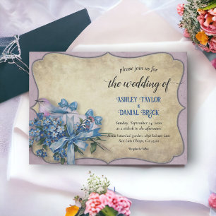 Elegant Mid Century Modern Floral Rustic Wedding Invitation
