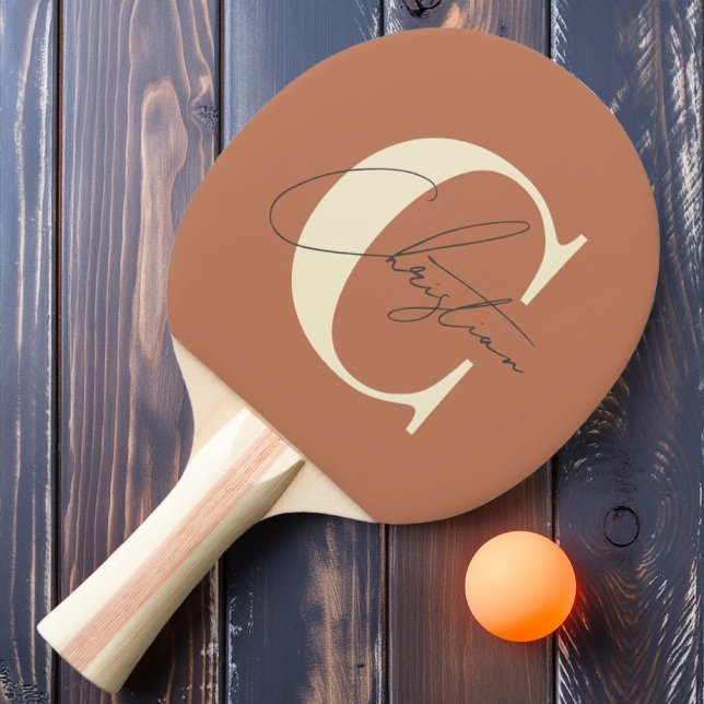 Elegant Mid-Century Modern Monogram Pale Rose Ping Pong Paddle (Creator Uploaded)