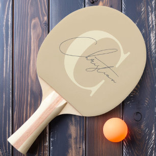 Elegant Mid-Century Modern Monogram Sand Dune Ping Pong Paddle