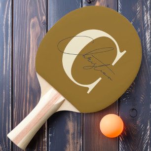 Elegant Mid-Century Monogram Warm Desert Wind Ping Pong Paddle