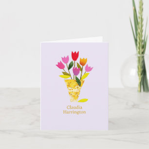 Elegant MidCentury Modern Tulips Pretty Lavender Note Card